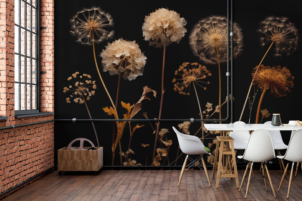 Group of dandelions on stems Group of dandelions on stems