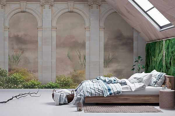 Kő boltívek növényekkel és bokrokkal Fotótapéta Kő boltívek növényekkel és bokrokkal