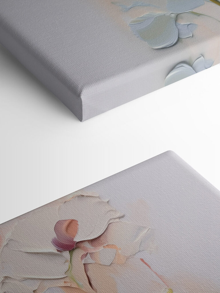 Painting of flowers on a white surface Painting of flowers on a white surface