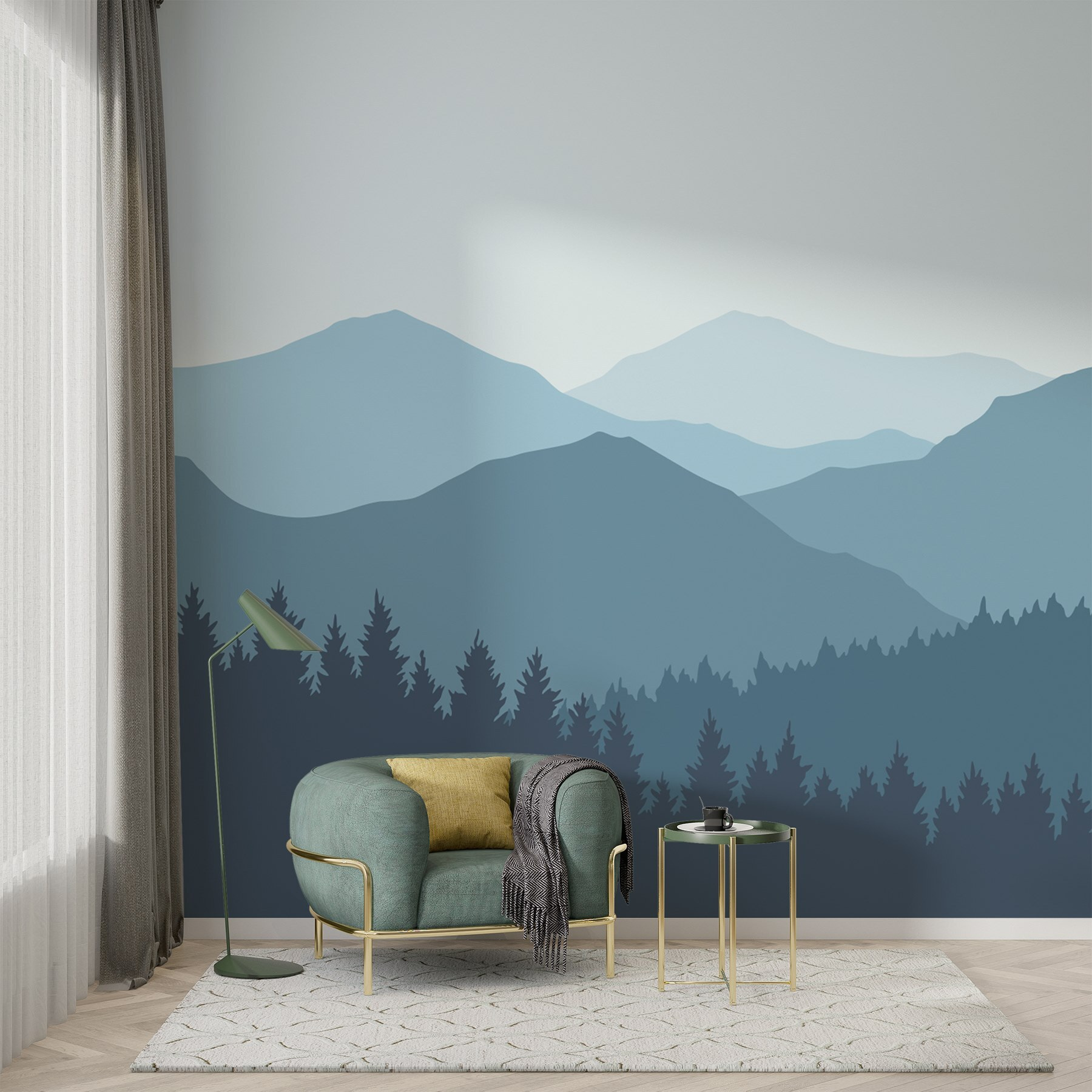 Landscape of mountains and trees Landscape of mountains and trees