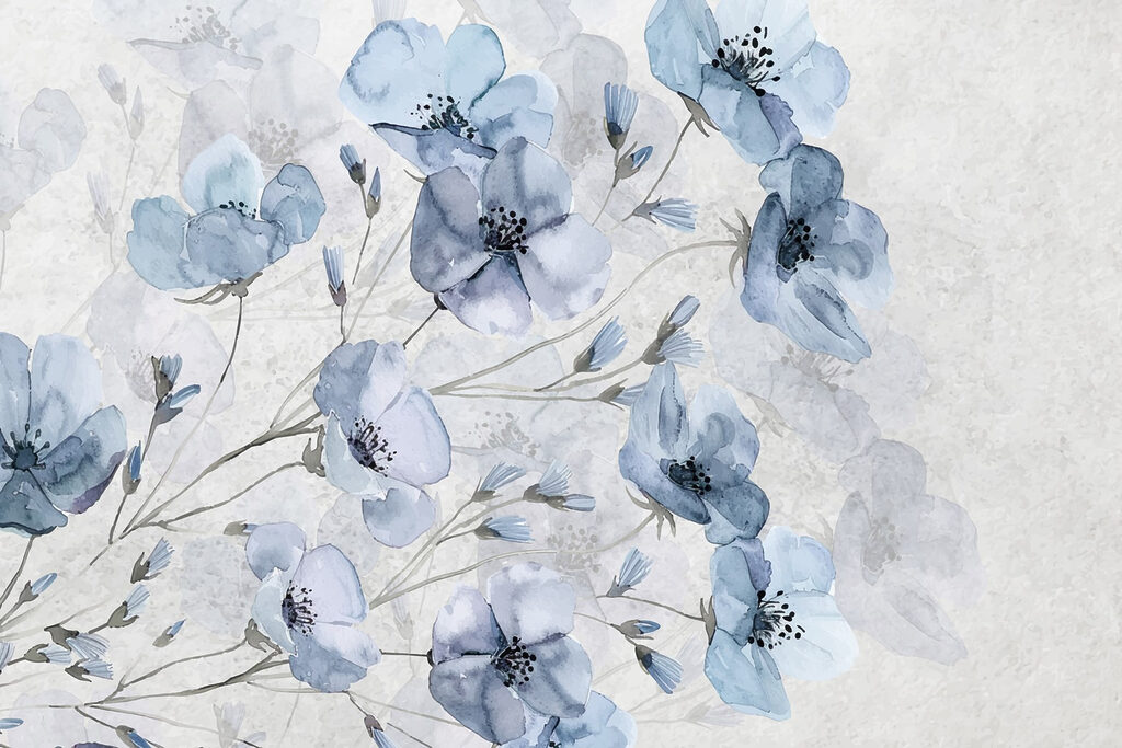 Delicate blooms in soft blue hues