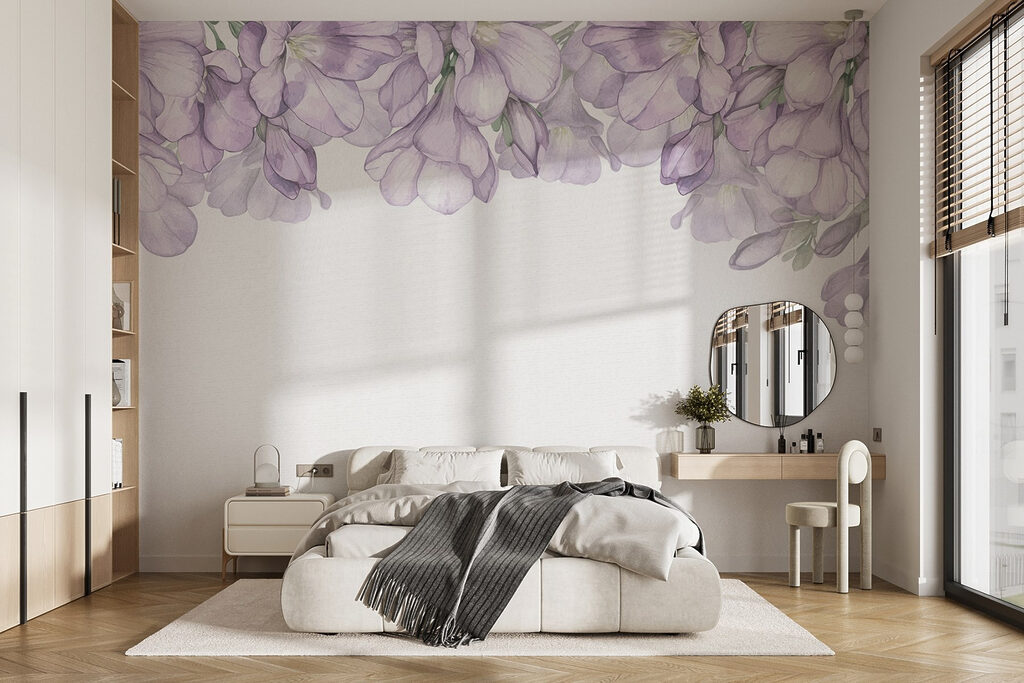 Row of purple flowers Row of purple flowers