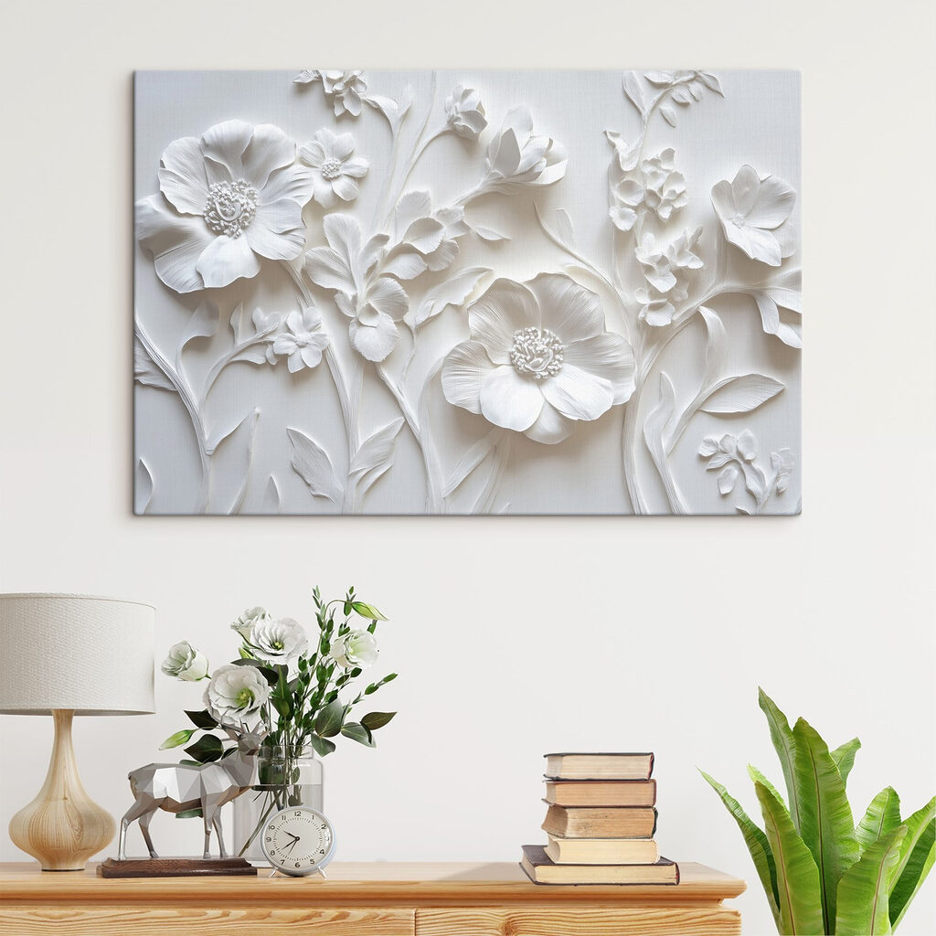 White wall with flowers