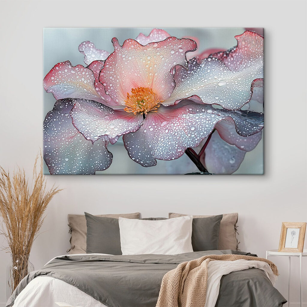 Delicate petals adorned with raindrops