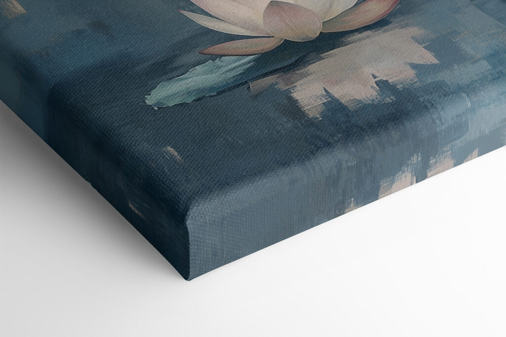 Statue of a buddha sitting in a lotus position surrounded by water