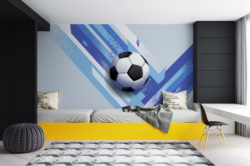 Football ball on a blue and white background Football ball on a blue and white background