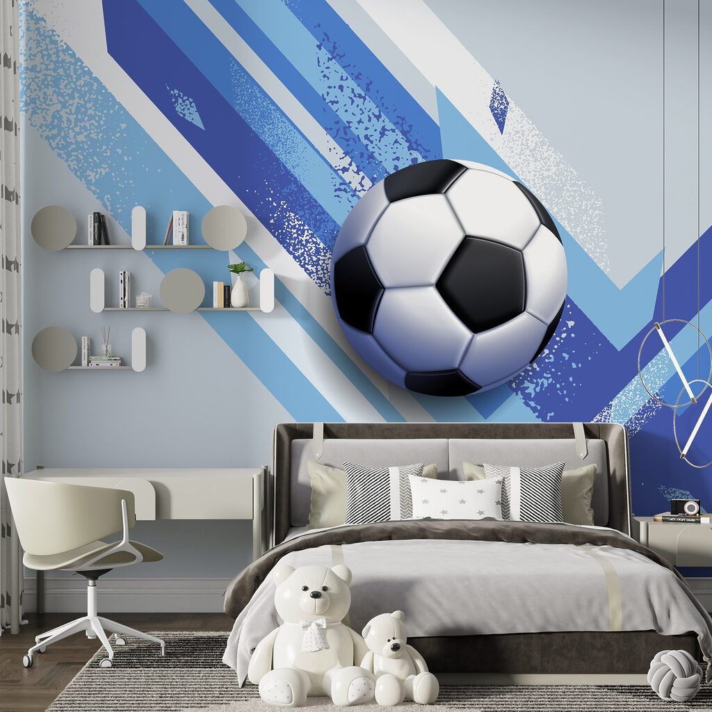 Football ball on a blue and white background Football ball on a blue and white background