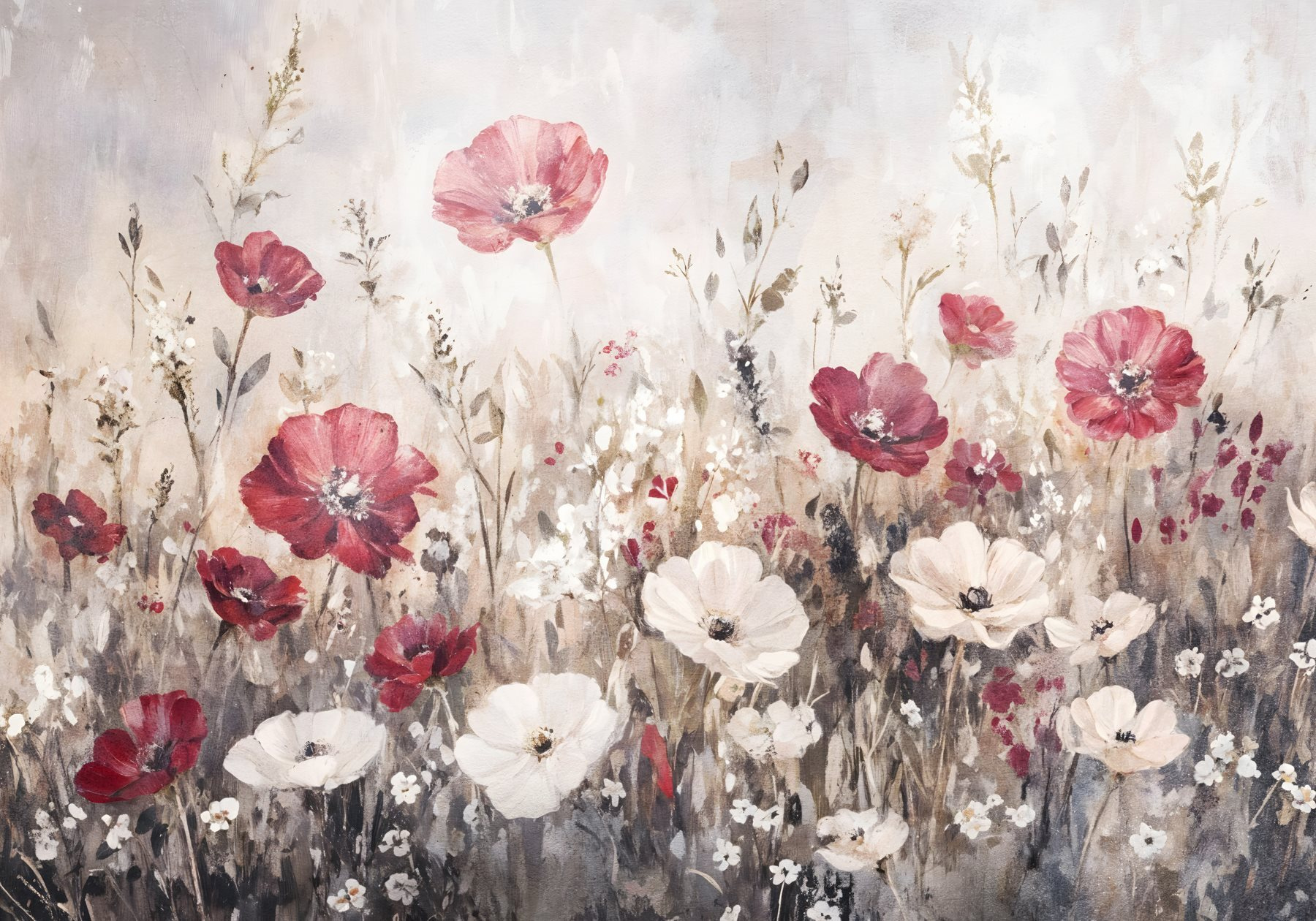 Painting of flowers in a field