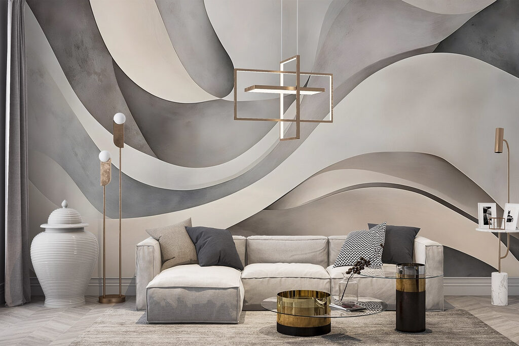 White and grey wavy shapes