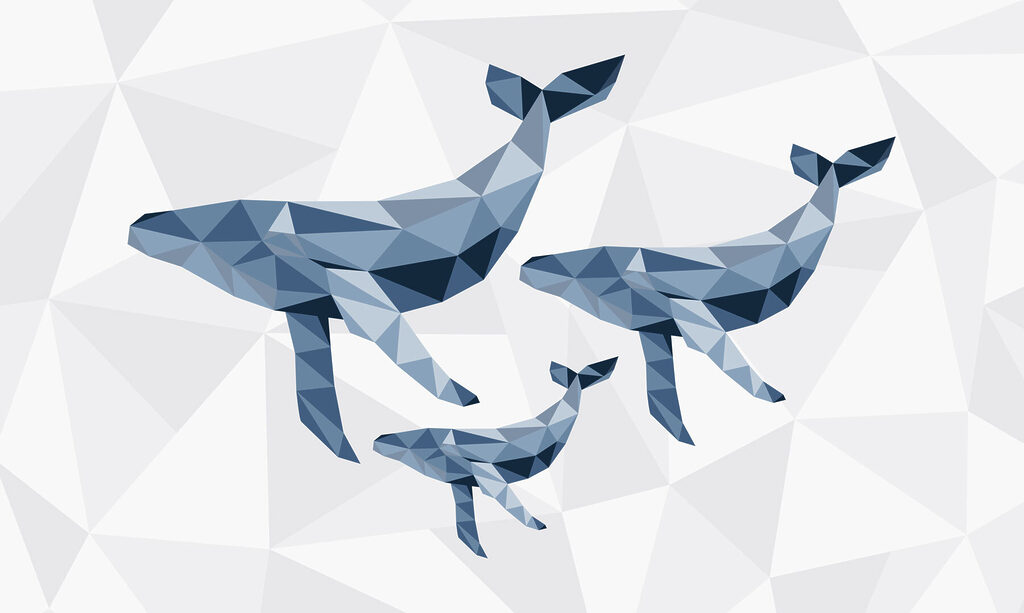 Bálnák csoportja low poly stílusban Bálnák csoportja low poly stílusban