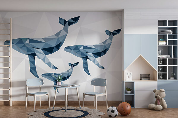 Bálnák csoportja low poly stílusban Bálnák csoportja low poly stílusban