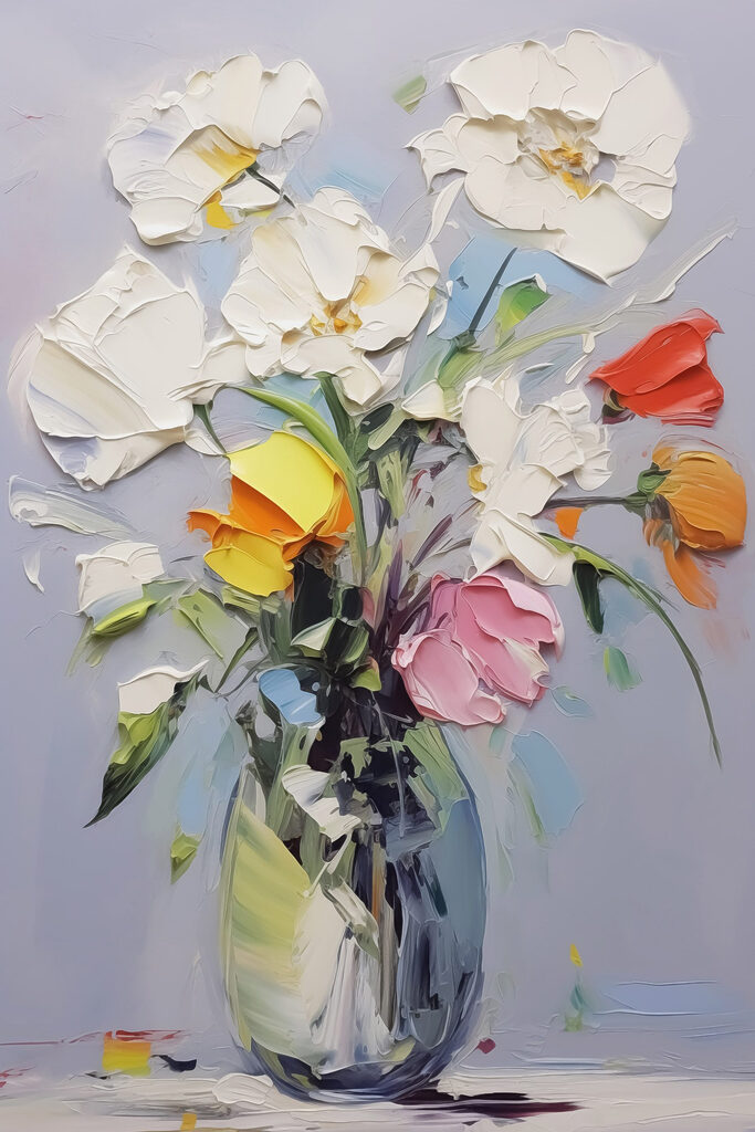 Painting of flowers in a vase Painting of flowers in a vase
