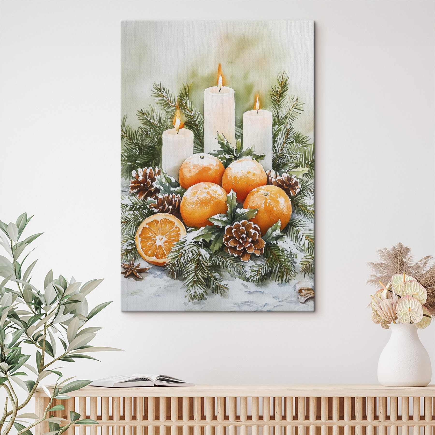 Painting of oranges and candles