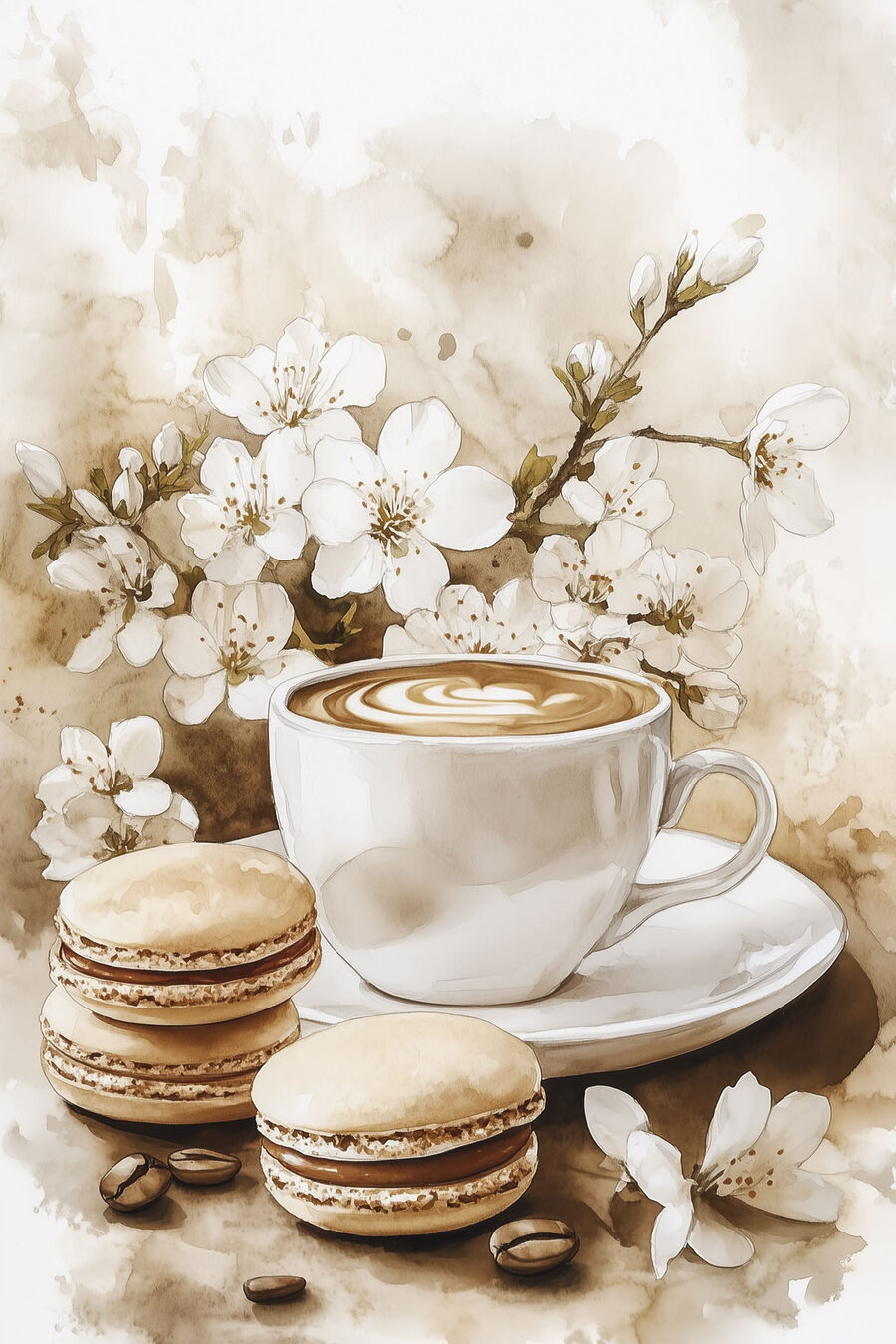 Egy csésze kávé és macaronok