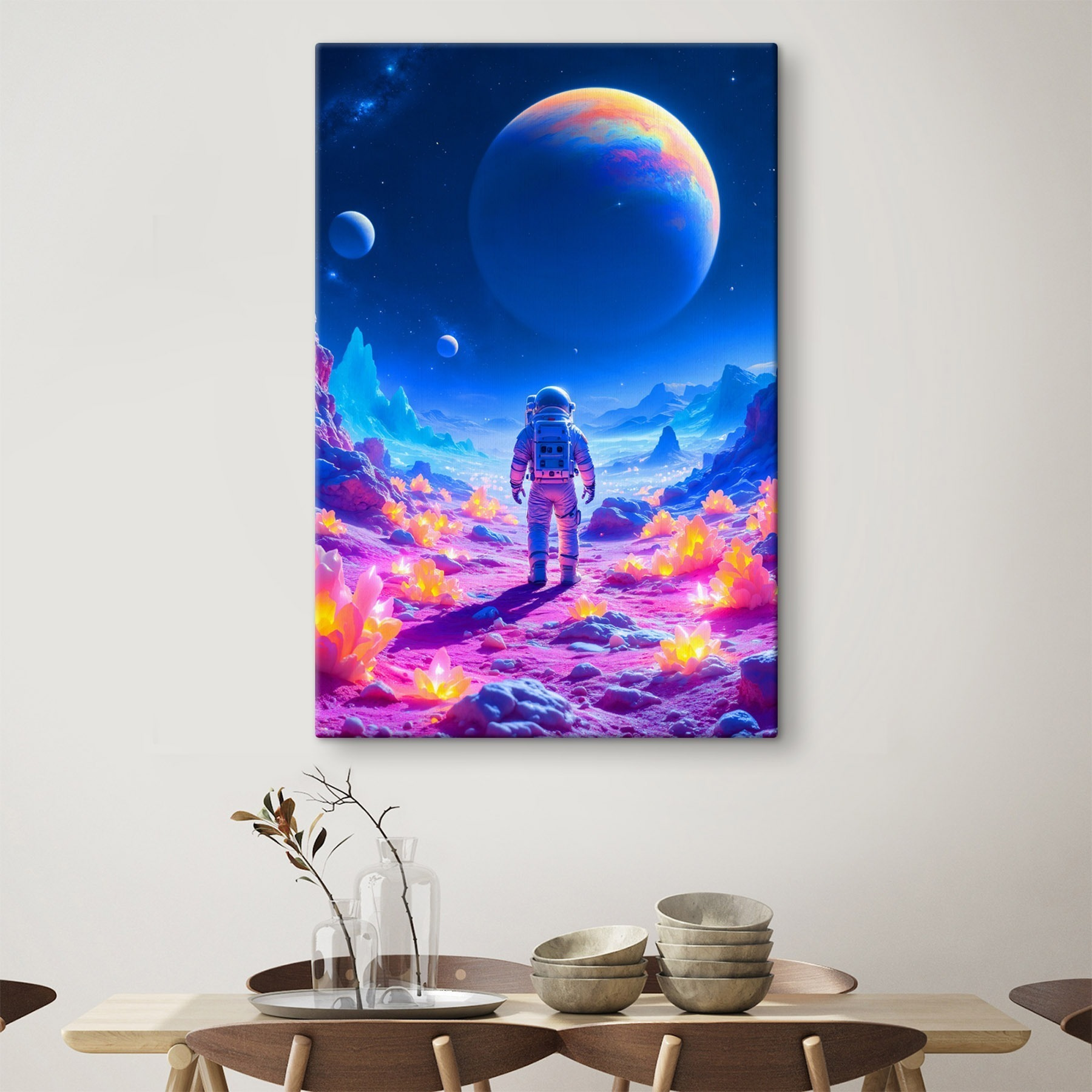 Astronaut walking on a desert Astronaut walking on a desert