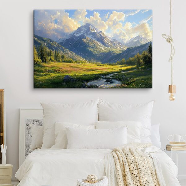 Vászonképek Vászonképek Egy völgyben folyó folyó folyó, a háttérben hegyekkel (Cikkszám: s42015)