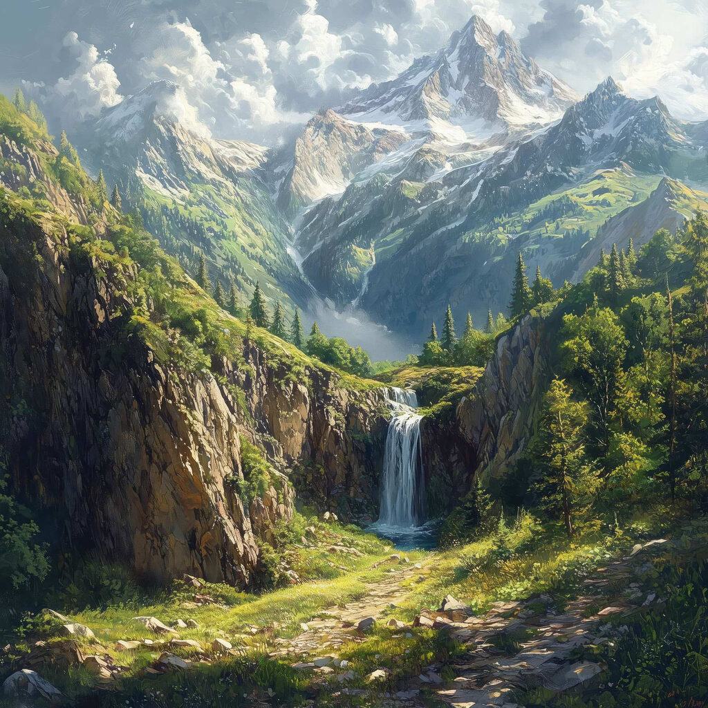 Waterfall in a mountain