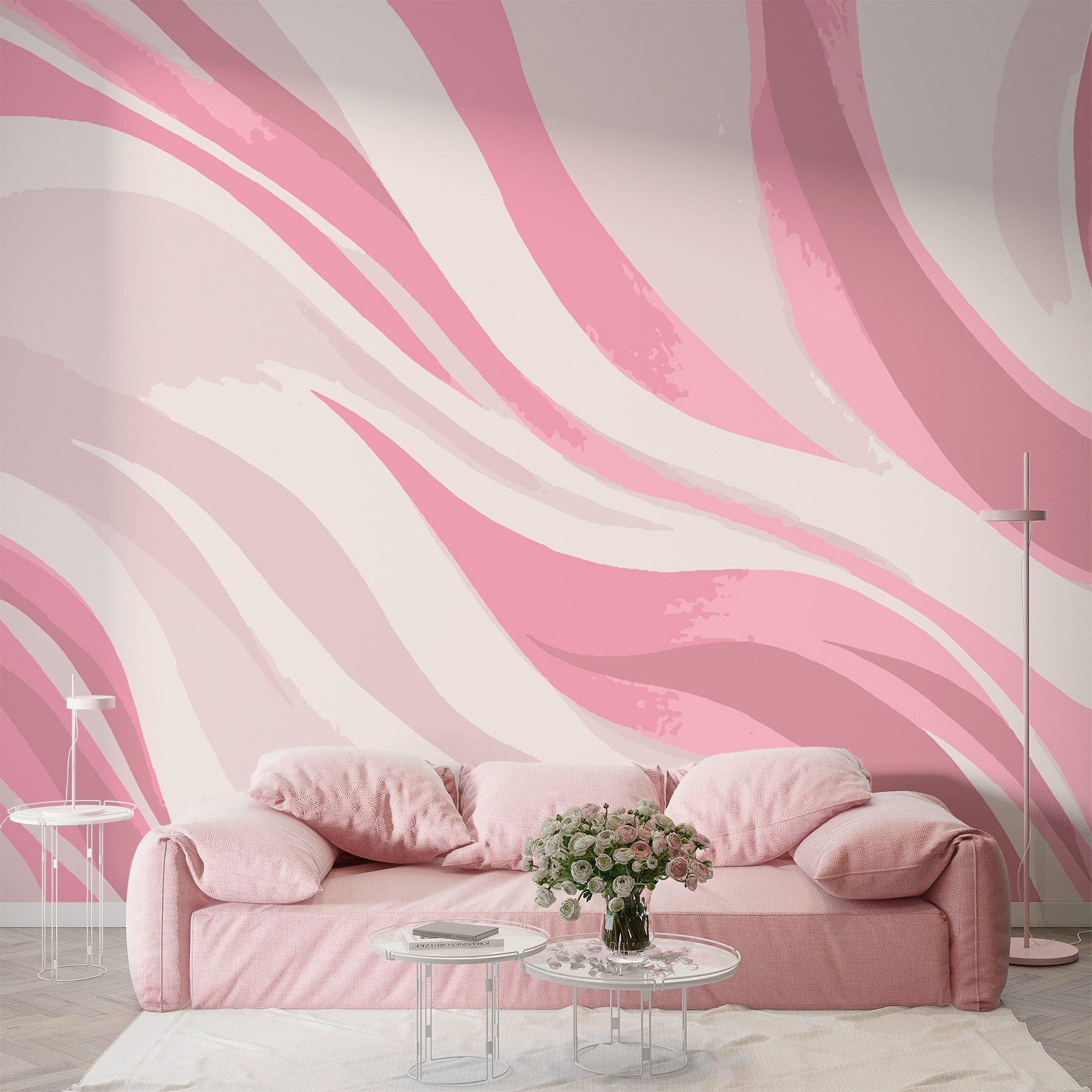 Pink and white swirls
