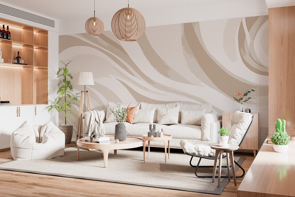 White and brown wavy lines