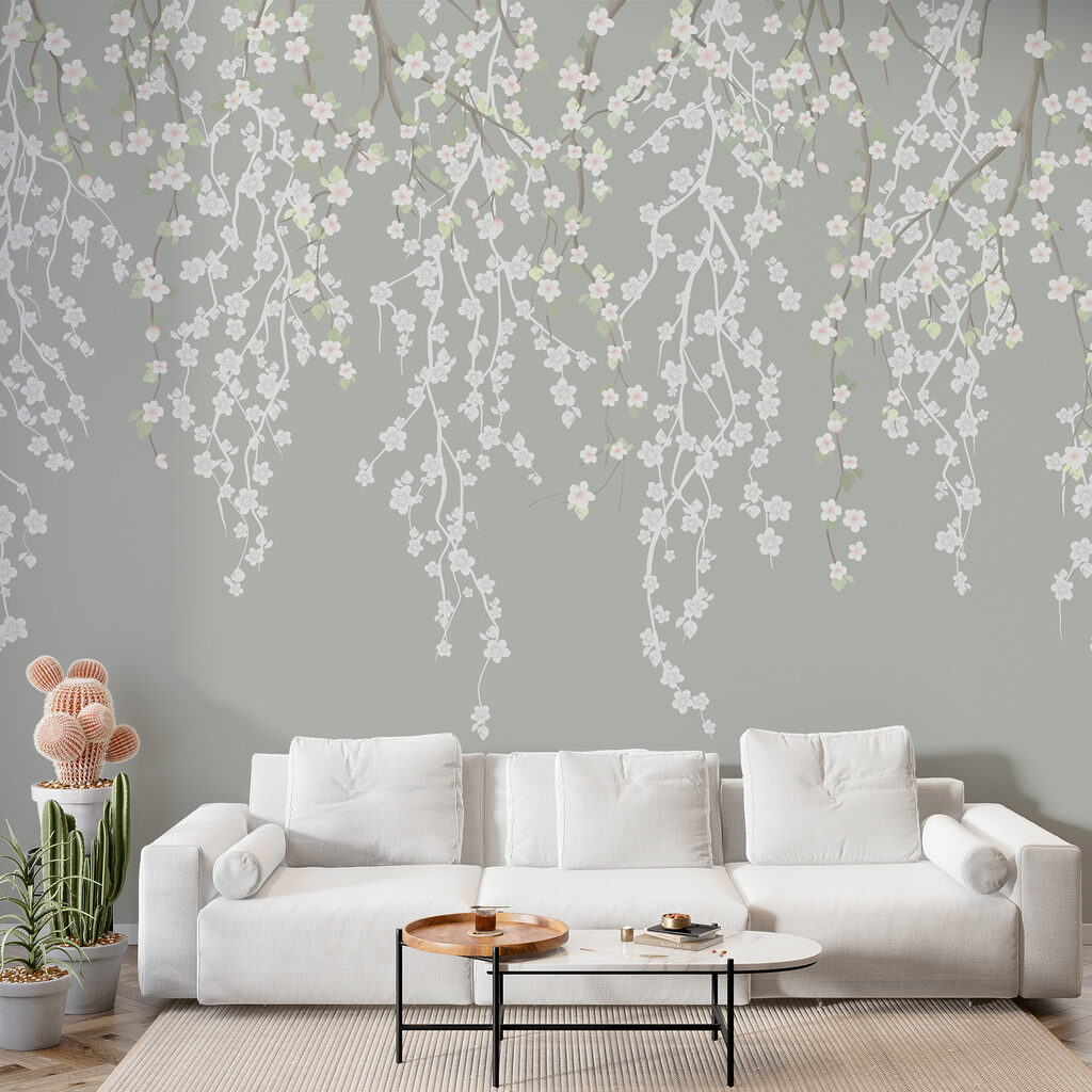 White flowers on a tree branch