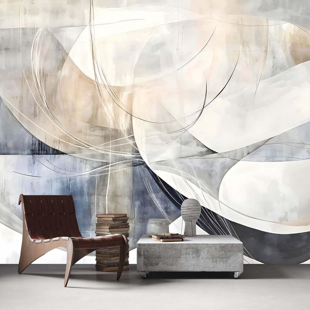 Painting of a white and grey art