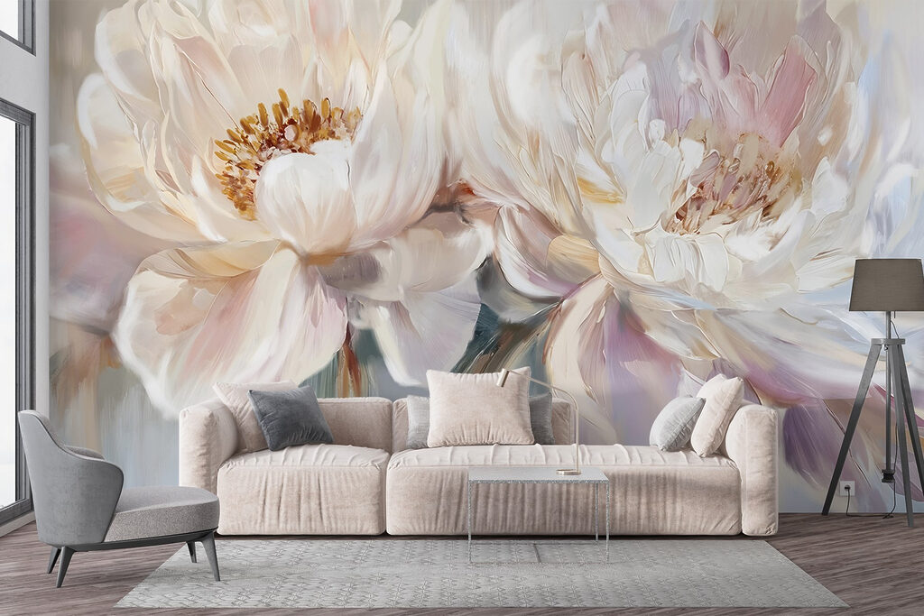 Painting of flowers on a white background Painting of flowers on a white background