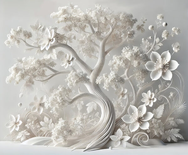 White tree with flowers