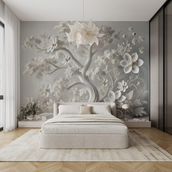 Fotótapéta Fotótapéta Fehér fa virágokkal (Cikkszám: w02455)