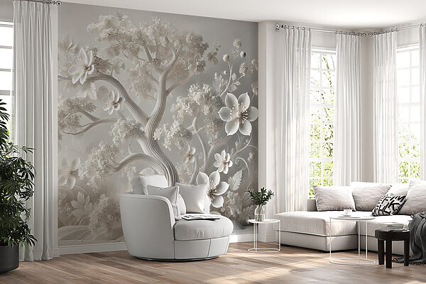 White tree with flowers