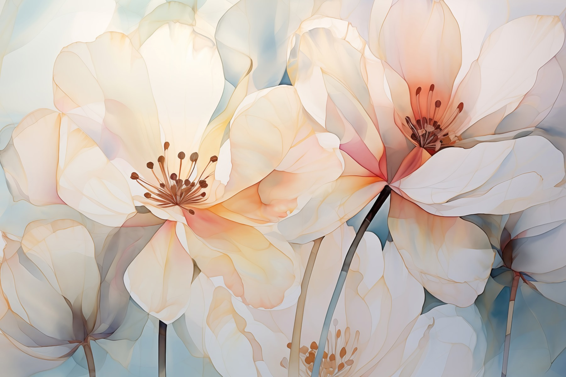 Soft blooms in gentle hues Soft blooms in gentle hues