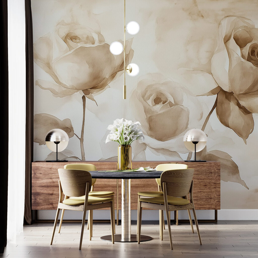 Painting of roses with leaves