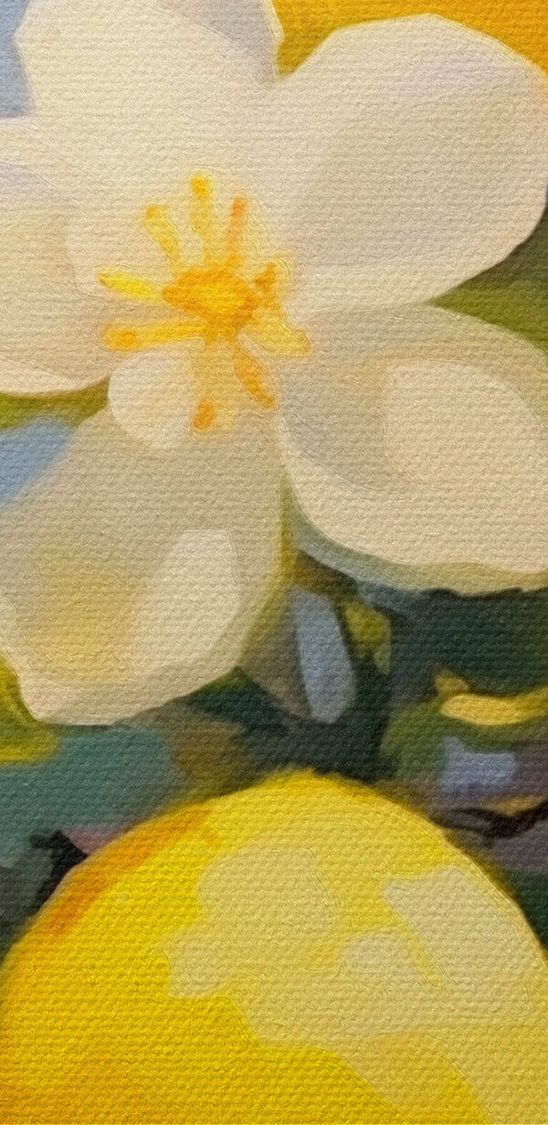 Painting of lemons and flowers on a tree Painting of lemons and flowers on a tree