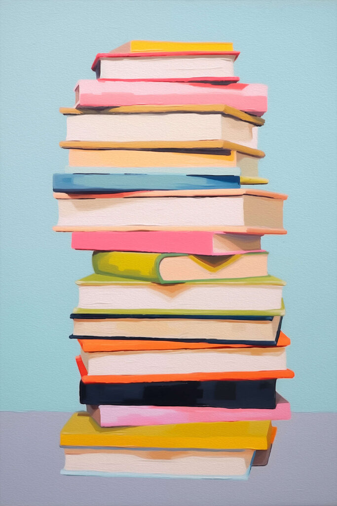 Stack of books on a table