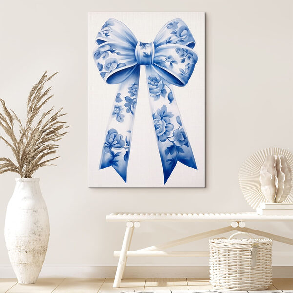 Blue and white floral bow Blue and white floral bow