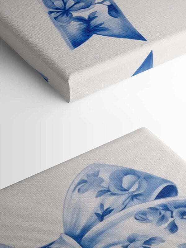 Blue and white floral bow Blue and white floral bow