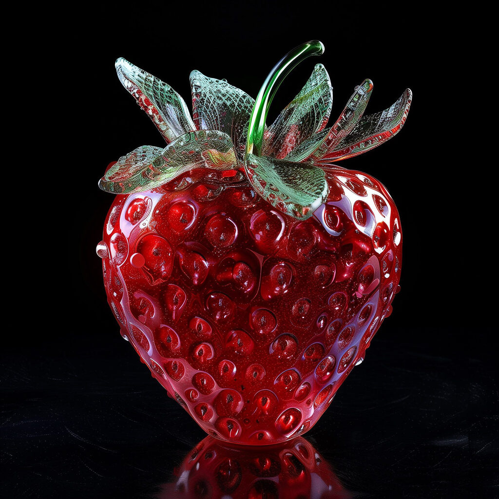 Glass strawberry with a green stem
