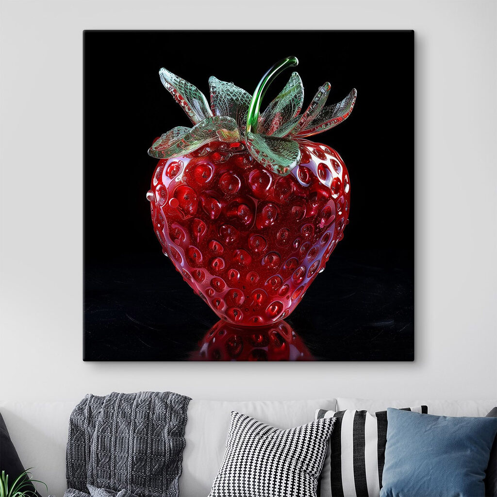 Glass strawberry with a green stem