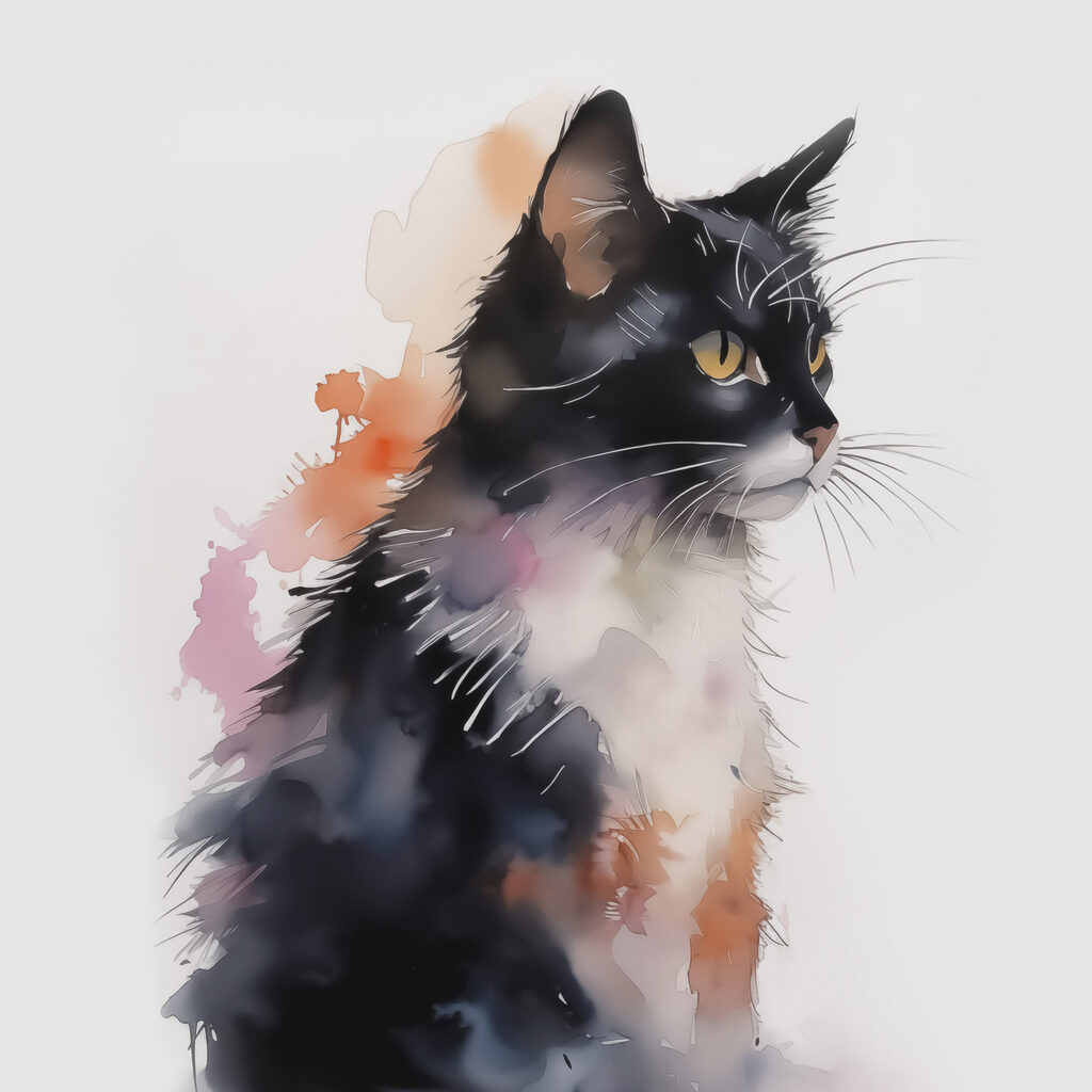 Cat with a white and black face