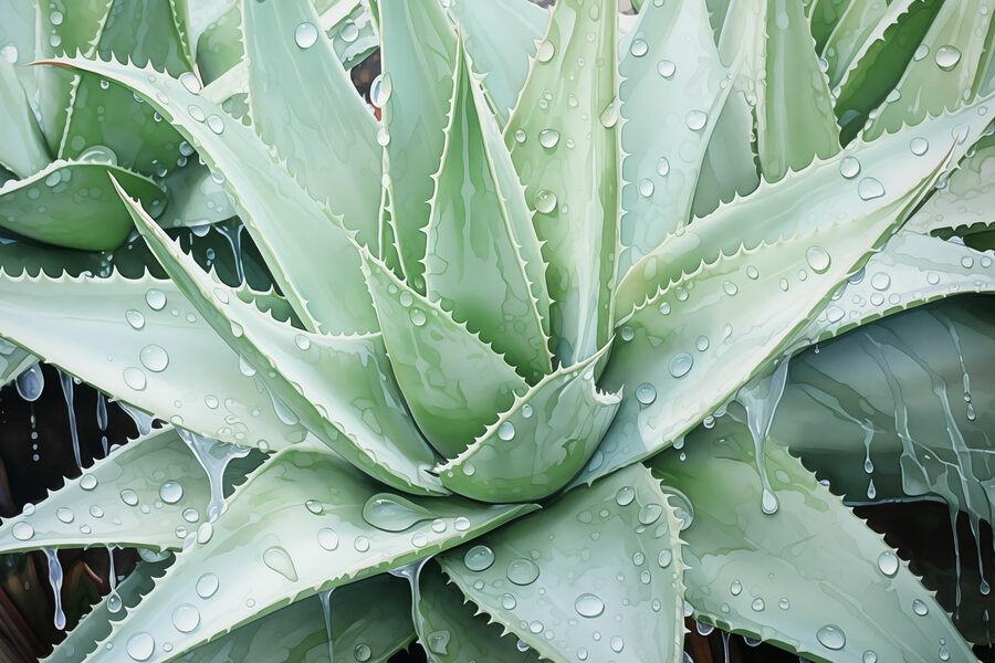 Élénk aloe frissítő esőcseppekkel