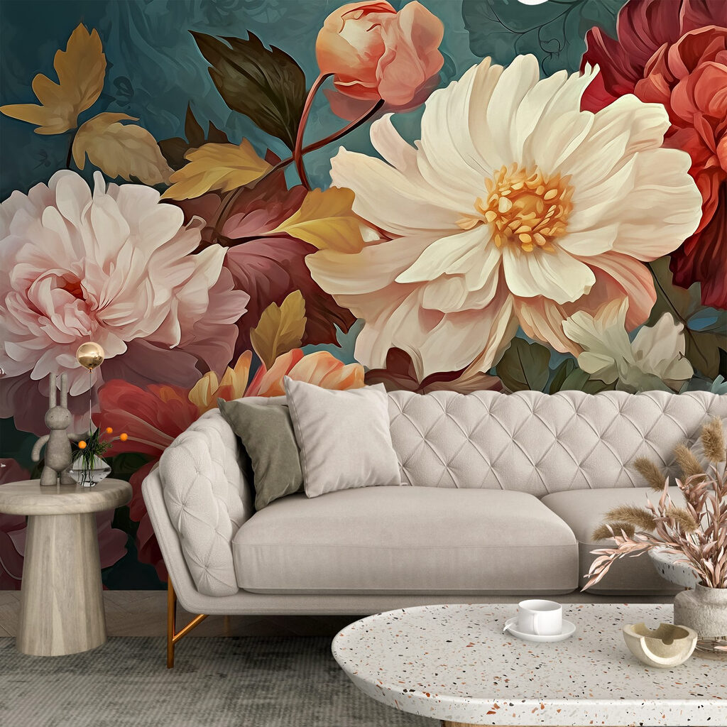 Colorful blooms in a serene backdrop