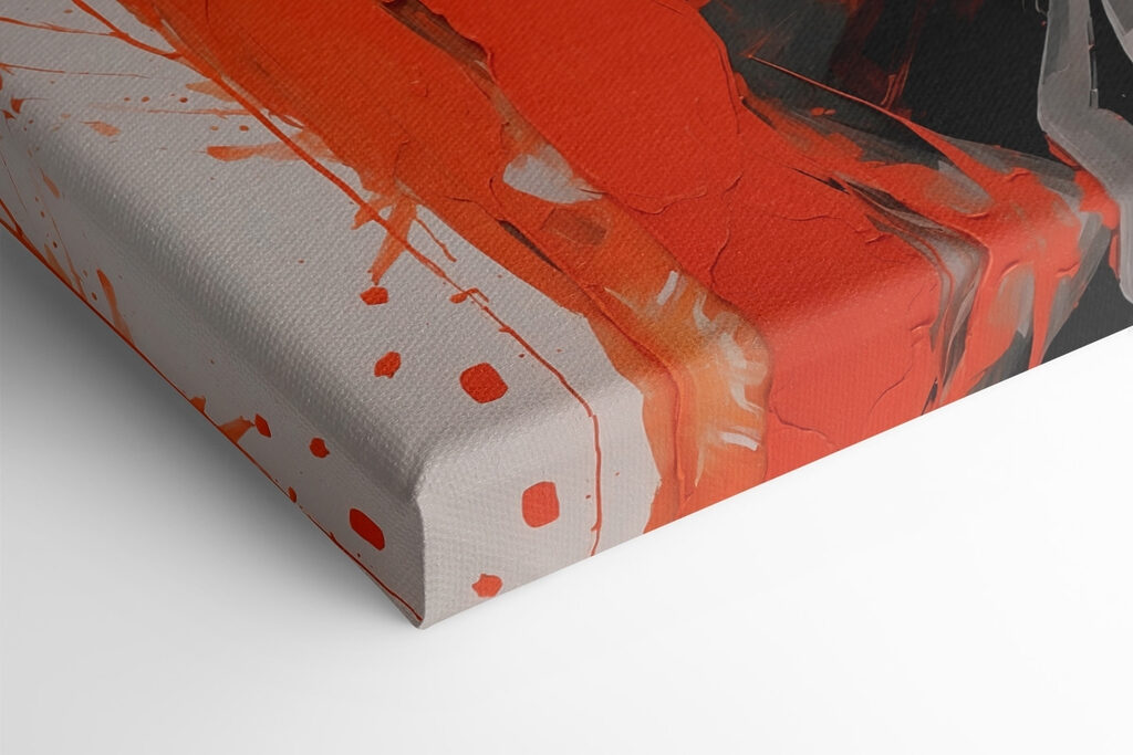 Painting of a woman with orange paint on her face Painting of a woman with orange paint on her face