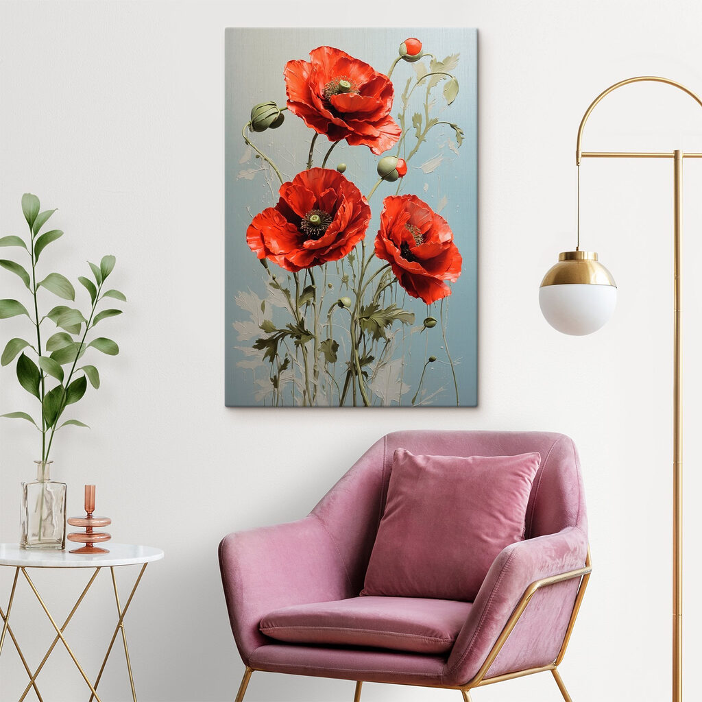 Vibrant red poppies in bloom