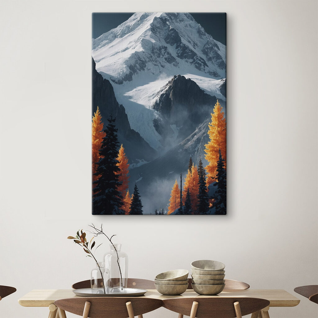 Snowy mountain with trees and snow