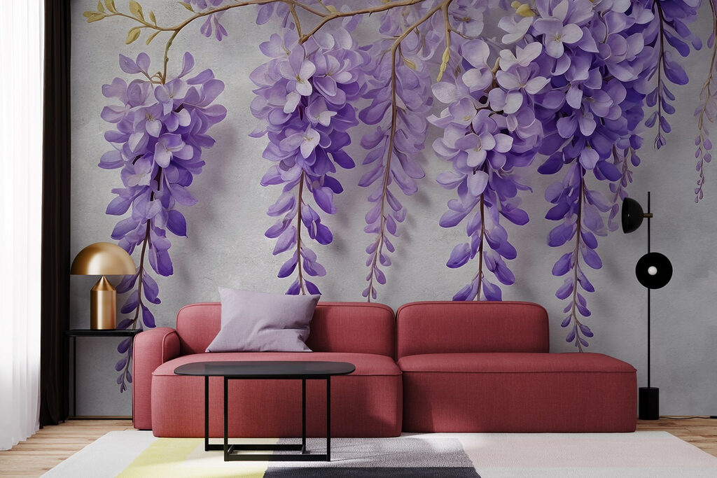 Branch with purple flowers