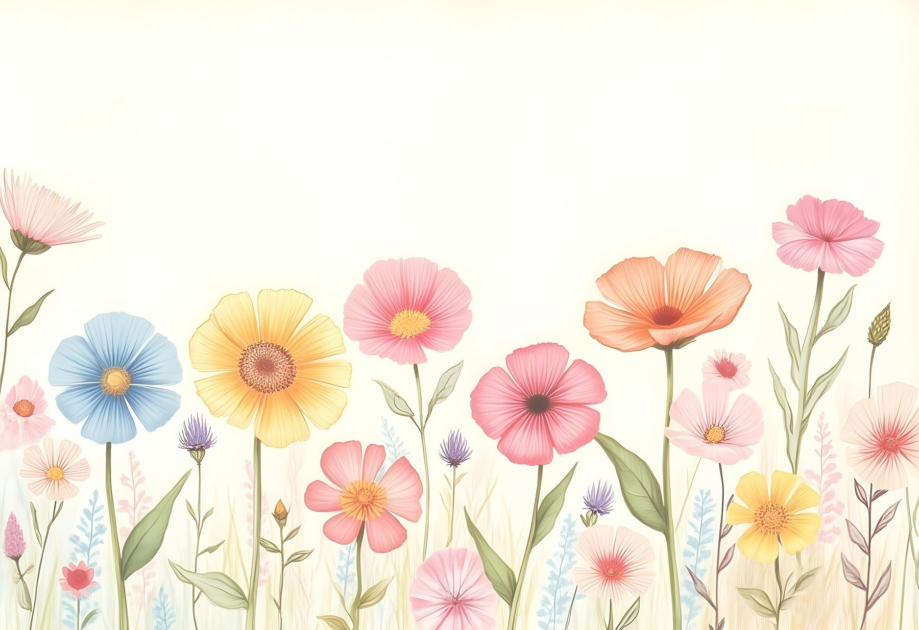 Row of colorful flowers Row of colorful flowers