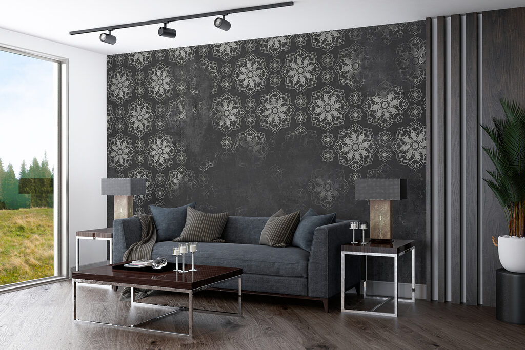 Grey and white wallpaper