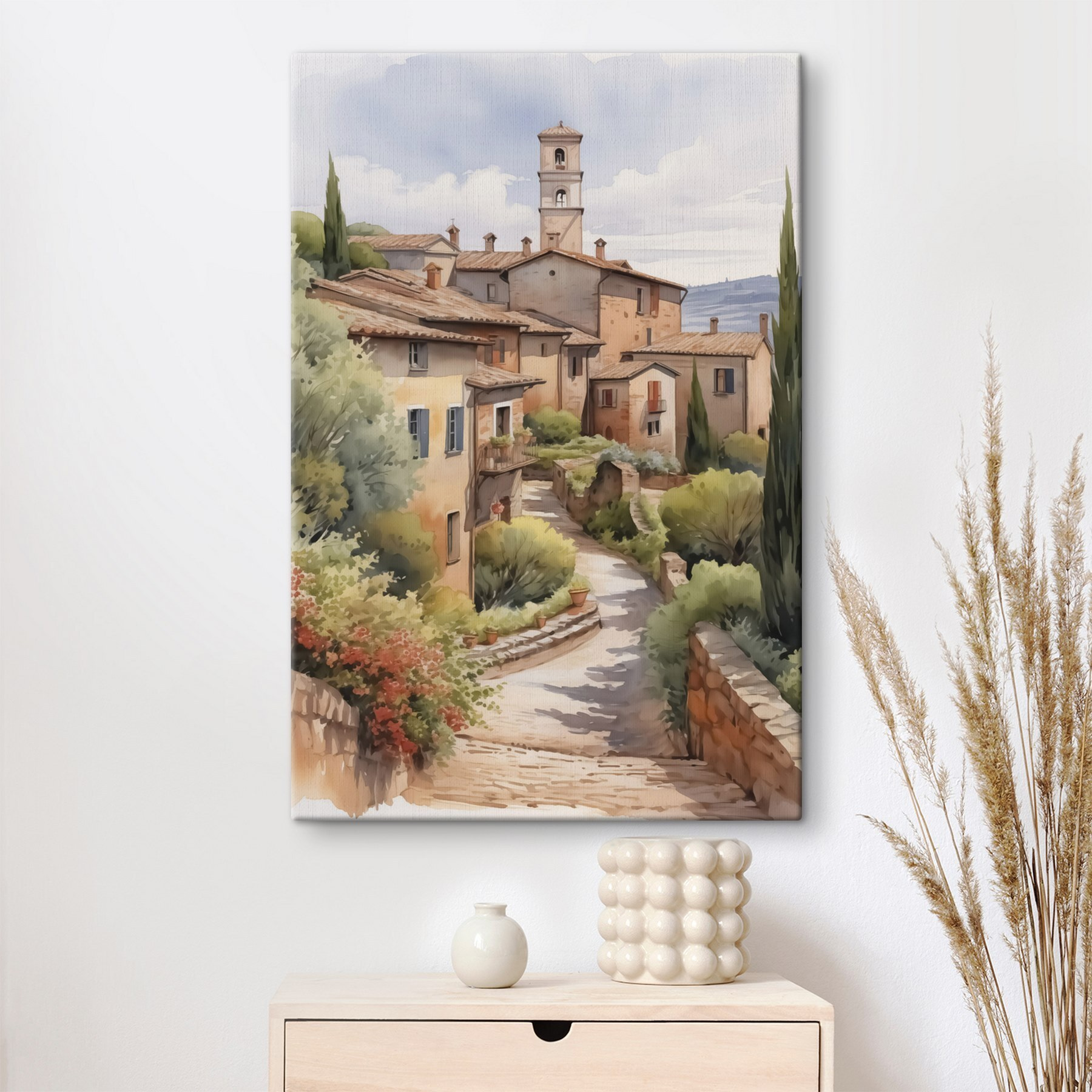 Watercolor painting of a village Watercolor painting of a village