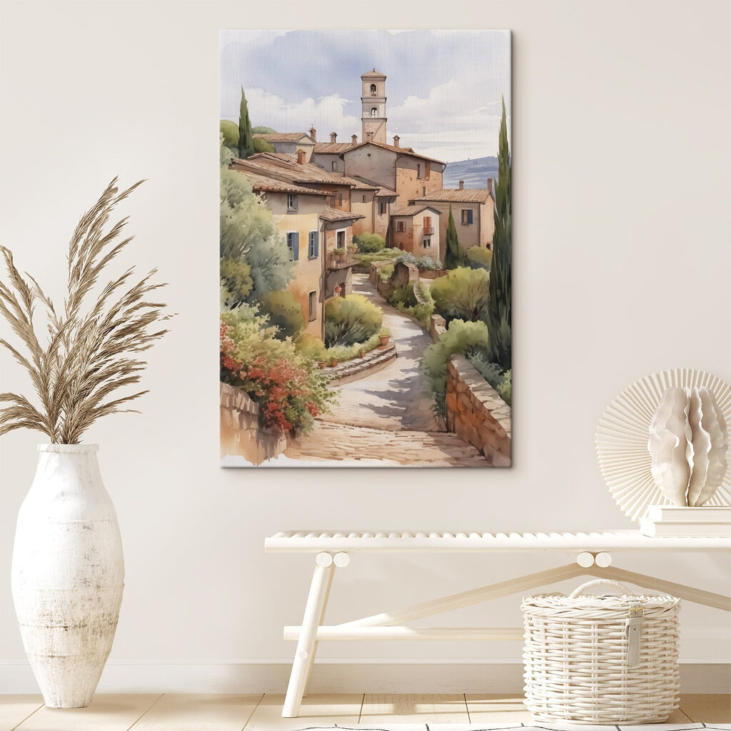 Watercolor painting of a village Watercolor painting of a village