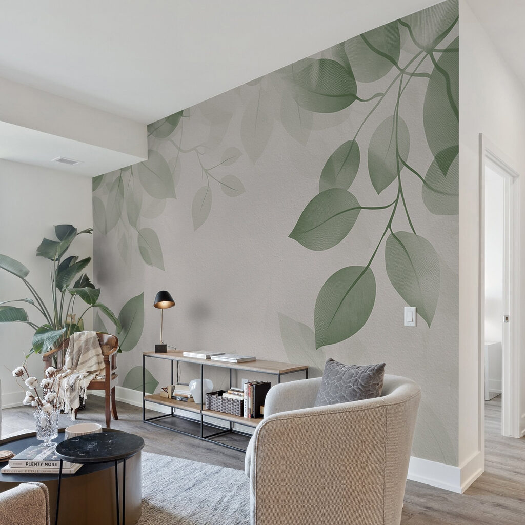 Green leaves on a white background Green leaves on a white background