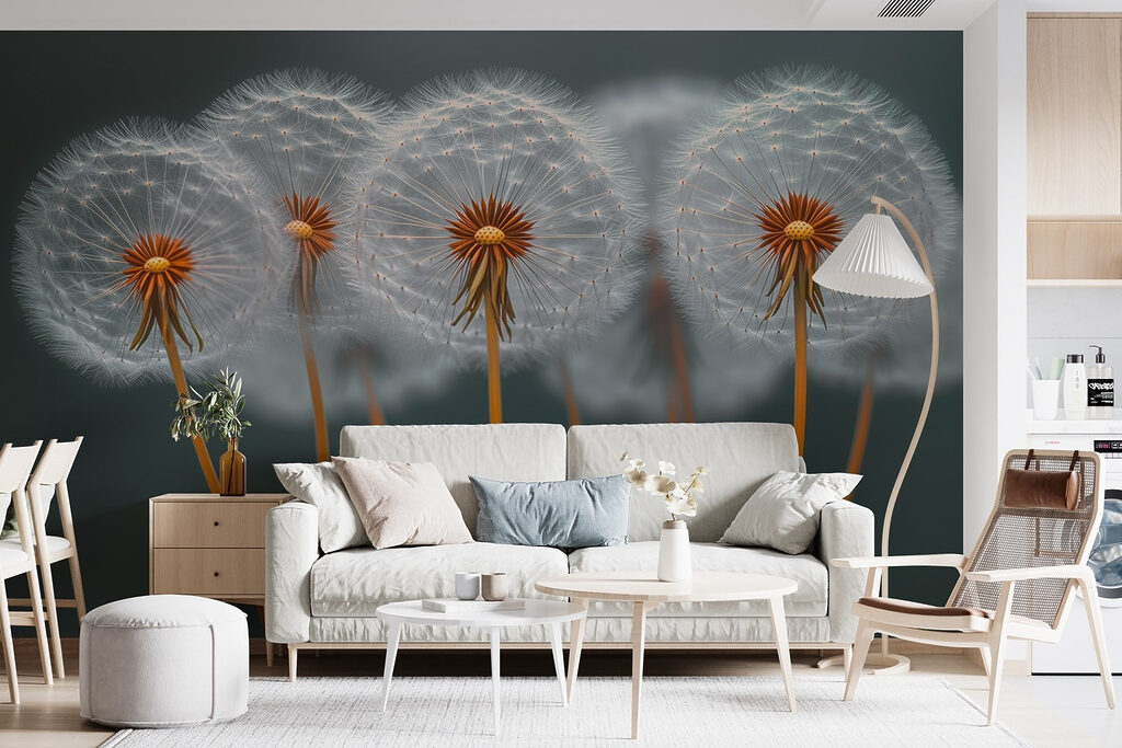 Group of dandelions with seeds Group of dandelions with seeds